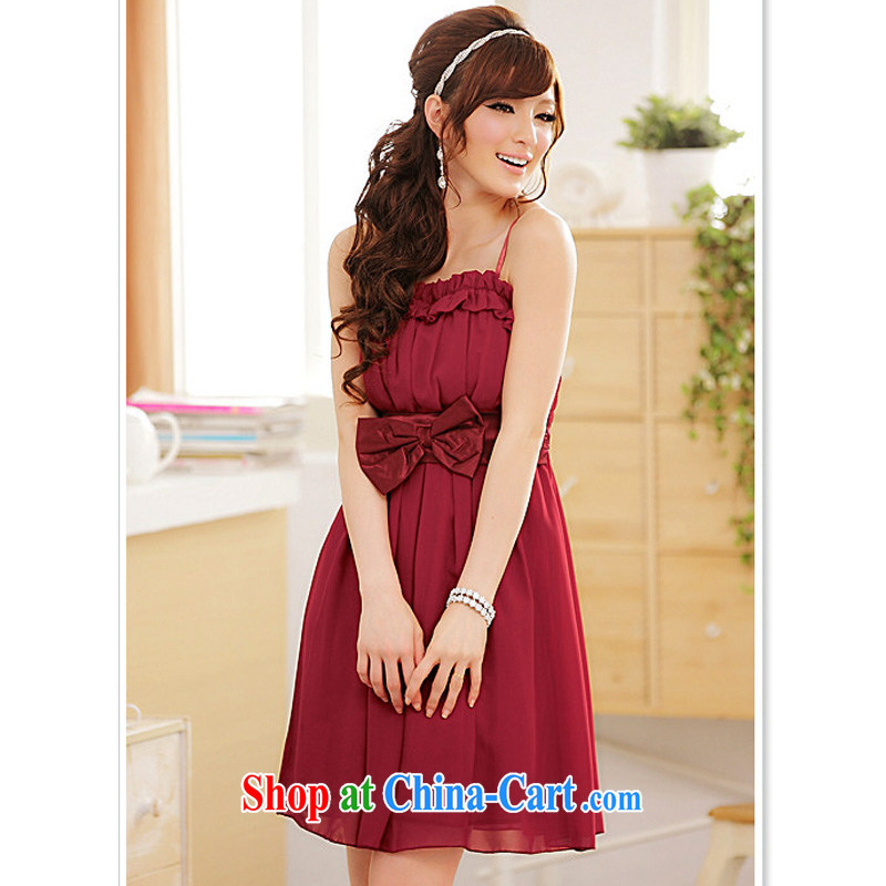 An Philippines and the United States suspended with Japan and South Korea back Elasticated waist high waist with bow-tie snow woven beauty mm thick larger graphics thin sister bridesmaid dresses small scarlet XXXL, facilitating Philippines and the United