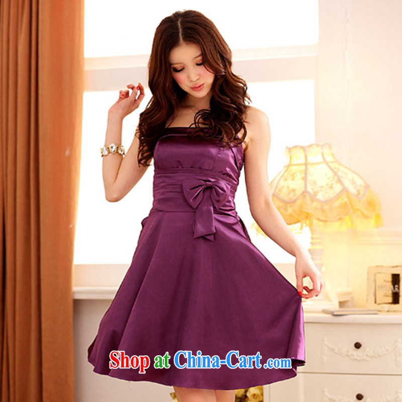 An Philippines and the United States 2015 new Korean version XL ladies' strap style high waist large A Field dress show annual bridesmaid sister small dress purple XXXL, facilitating Philippines and the United States, shopping on the Internet