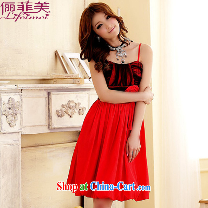 An Philippines and the United States increase, female straps high waist belt take the Paridelles graphics thin thick mm dress sister small dress dresses red XXXL