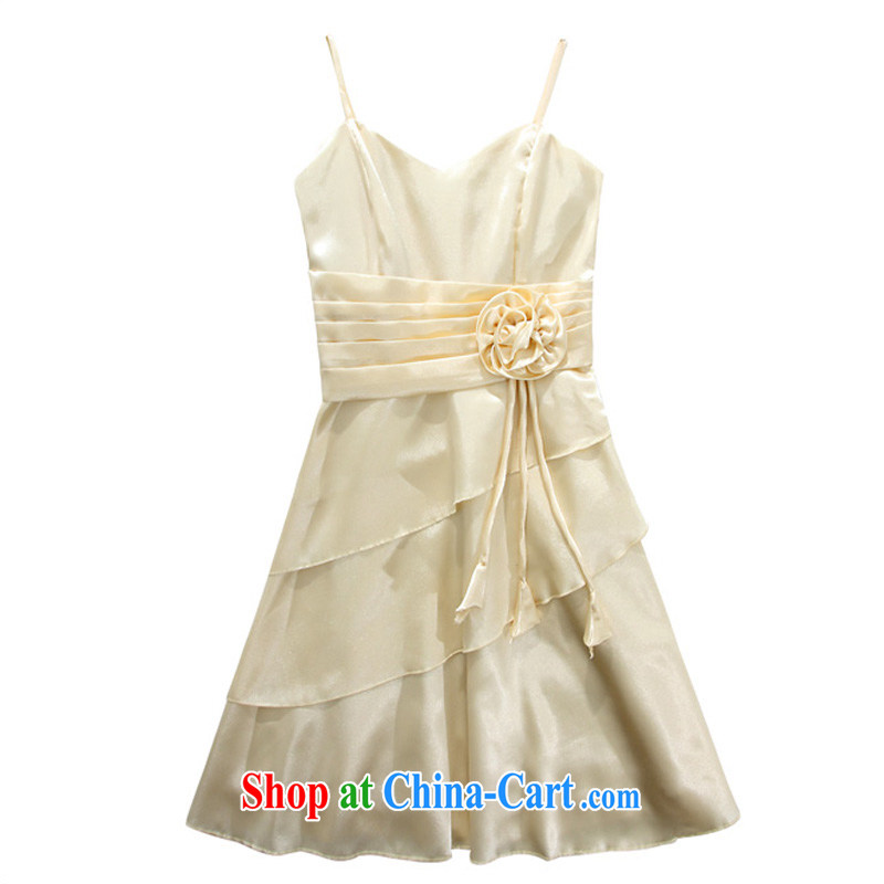 An Philippines and the United States the package-mm thick strap with high waist sexy V collar with kidney layers the warranty A Field dress is evening gown bridesmaid sister dresses champagne color XXXL, facilitating Philippines and the United States, sho