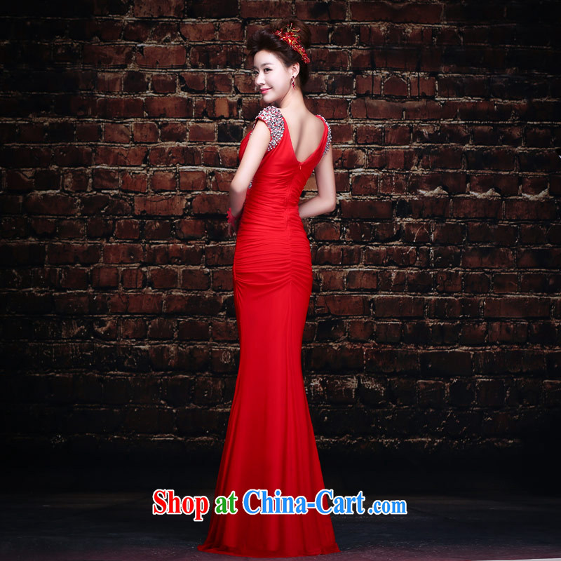 Love Life 2015 new long, deep red V cultivating crowsfoot marriages served toast wedding dress female Red L, love life, and shopping on the Internet