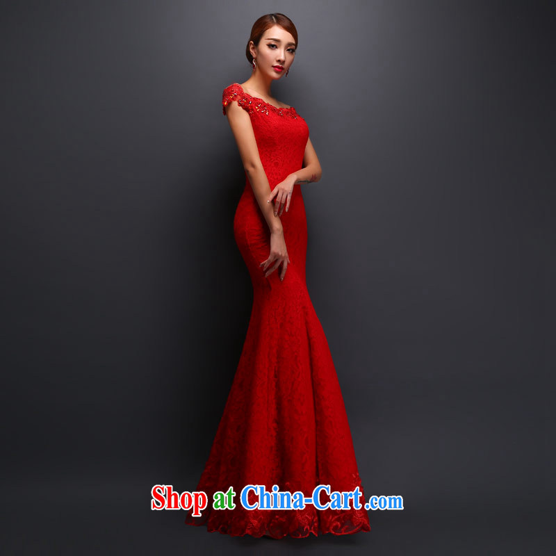 Love Life 2015 New Long lace red bows dress Korean Beauty crowsfoot toast wedding service red XXL, love life, and shopping on the Internet