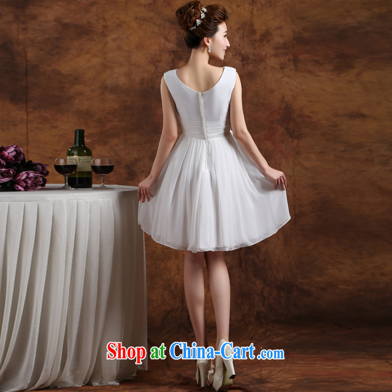 Wei Qi 2015 new summer small dress bridal wedding dress white shoulders short beauty bridesmaid serving the evening dress white M, Qi wei (QI WAVE), online shopping