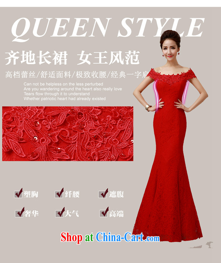 7-Color 7 tone 2015 New Red married women toast one field shoulder lace beauty crowsfoot tail stylish wedding dress L 017 red with S pictures, price, brand platters! Elections are good character, the national distribution, so why buy now enjoy more preferential! Health