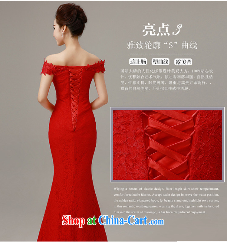 7-Color 7 tone 2015 New Red married women toast one field shoulder lace beauty crowsfoot tail stylish wedding dress L 017 red with S pictures, price, brand platters! Elections are good character, the national distribution, so why buy now enjoy more preferential! Health