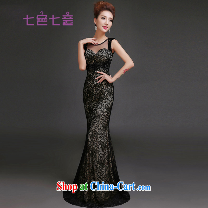7 color 7 Ms. Evening Dress new 2015 long moderator clothing beauty company won annual version banquet party stylish L 018 black M