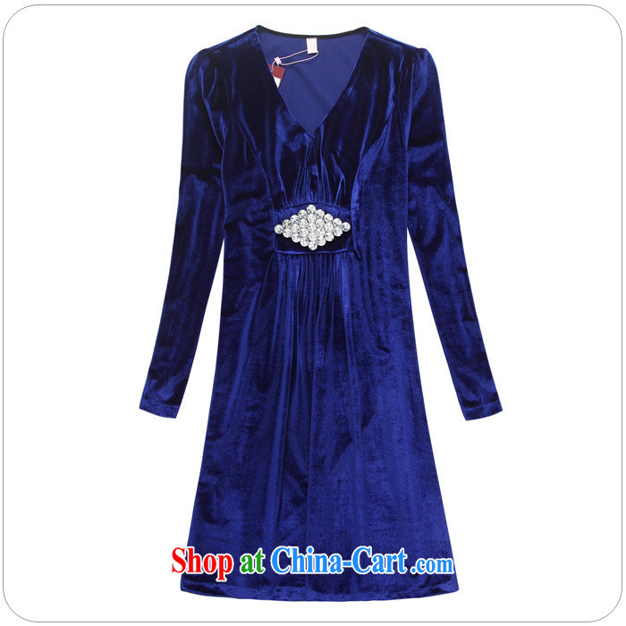 Land is the Yi 2014 autumn and winter with new Korean wedding dress girl bridesmaid clothing bridal dresses and toast, thick MM graphics thin pregnant women dress skirt blue XXXL pictures, price, brand platters! Elections are good character, the national distribution, so why buy now enjoy more preferential! Health