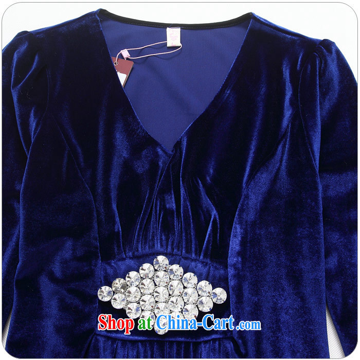 Land is the Yi 2014 autumn and winter with new Korean wedding dress girl bridesmaid clothing bridal dresses and toast, thick MM graphics thin pregnant women dress skirt blue XXXL pictures, price, brand platters! Elections are good character, the national distribution, so why buy now enjoy more preferential! Health