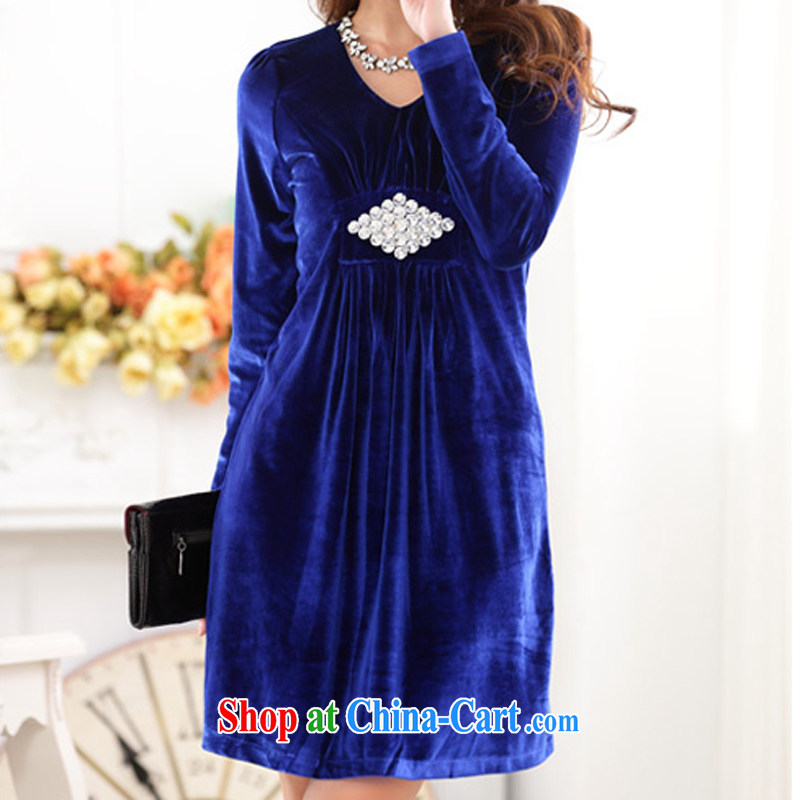 Land is still the Yi 2014 autumn and winter with new Korean wedding dress girl bridesmaid clothing bridal dresses and toast, thick MM graphics thin pregnant women dress skirt blue XXXL, land is still the garment, shopping on the Internet