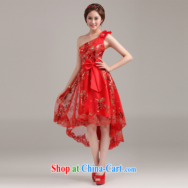 The short long dress 2015 new bridesmaid clothing lace short marriages served toast red wedding evening dress red XL Ting, Beverly (tingbeier), and, on-line shopping