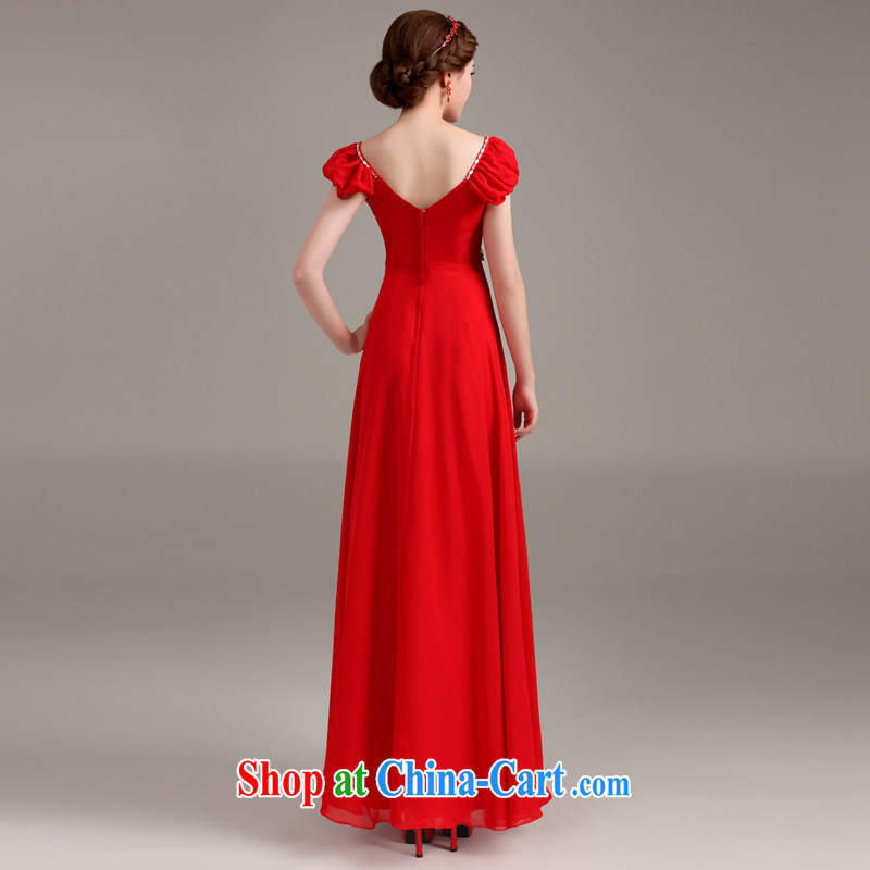 Ting Beverly pregnant women dress 2015 new spring and summer toast serving Korean red high waist marriages shoulders parquet drill long evening dress red XXL Ting, Beverly (tingbeier), online shopping