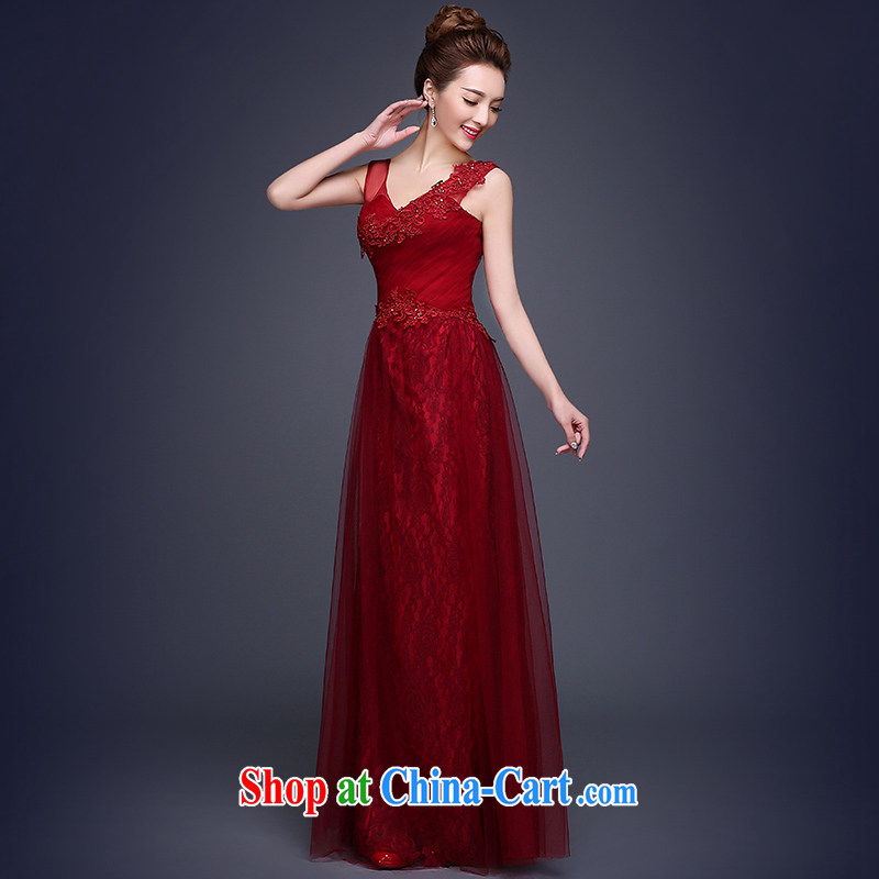 Ting Beverly served toast cultivating new 2015 new spring and summer evening dress long red bridal Wedding Fashion bridesmaid clothing moderator dress dark red XL Ting, Beverly (tingbeier), shopping on the Internet