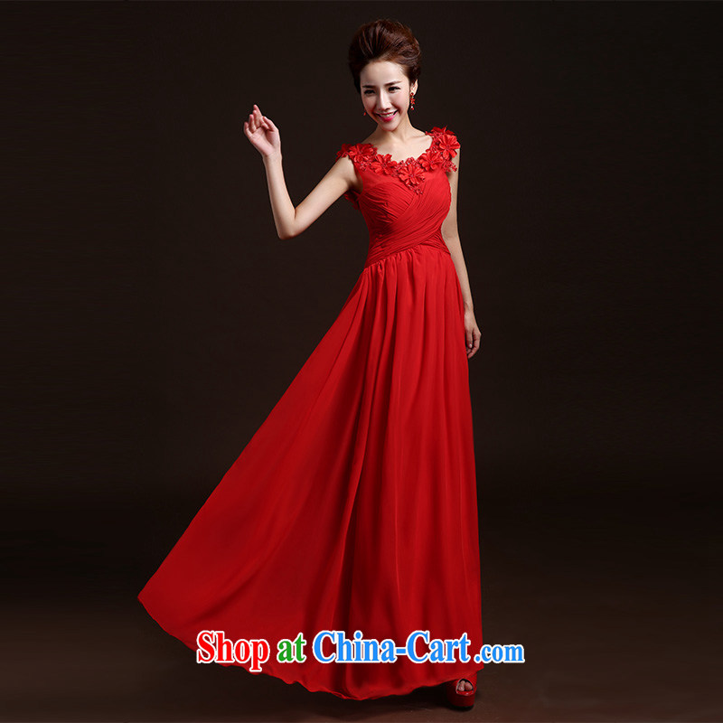 Ting-Addis Ababa 2015 new spring and summer wedding dresses new bride's wedding dress beauty and stylish dual-shoulder bows serving long bridesmaid clothing red M Ting, Beverly (tingbeier), online shopping