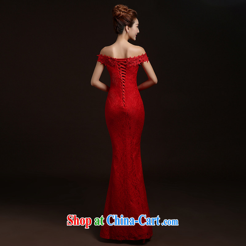 Ting Beverly 2015 new spring and summer Korean red married women toast one field shoulder lace beauty crowsfoot stylish wedding red XXL Ting, Beverly (tingbeier), online shopping