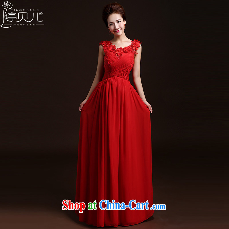 Ting Beverly wedding dresses 2015 new spring and summer Red double-shoulder long dress toast Service Bridal Fashion wedding name Yuan light drill red XXL