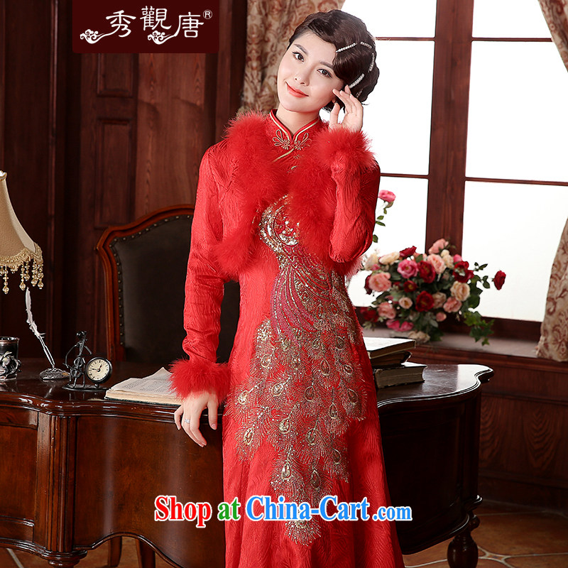 The CYD HO Kwun Tong' Bong-love winter clothes bridal dresses 2015 wedding celebration back door bows two-piece QX 4939 red XXL, Sau looked Tang, shopping on the Internet