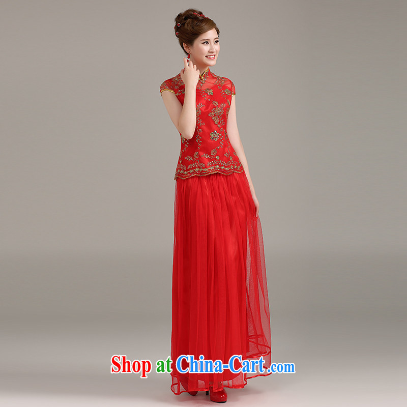 Ting Beverly Evening Dress new 2015 spring and summer stylish lace-up collar bows serving long, cultivating double-shoulder dresses dress red XXL Ting, Beverly (tingbeier), shopping on the Internet