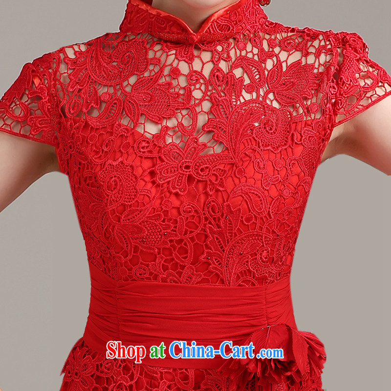 Ting Beverly Evening Dress new 2015 spring and summer stylish lace-up collar bows serving long, cultivating double-shoulder dresses dress red XXL Ting, Beverly (tingbeier), shopping on the Internet