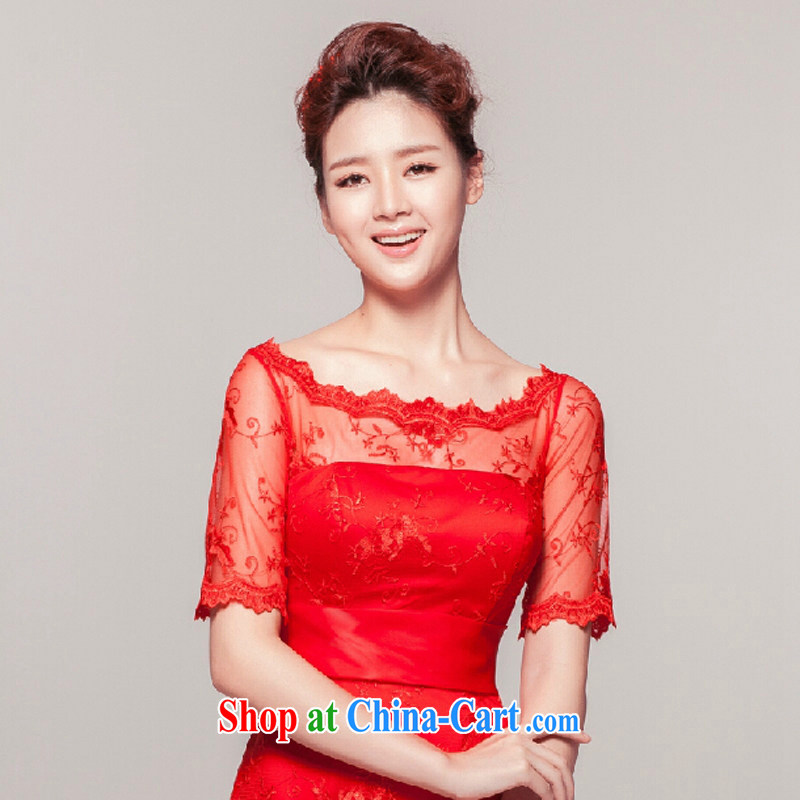 Yong-yan and new, 20,151 field shoulder Red video thin dress new Korean version lace bridal toast clothing dress Red. size color is not final, Yong Yan good offices, and online shopping