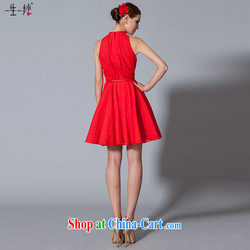 A yarn 2015 New Red wedding dress girls summer short bridesmaid dress bridal toast clothing stylish 30220893 red S code 155 /80 in stock, a yarn, shopping on the Internet