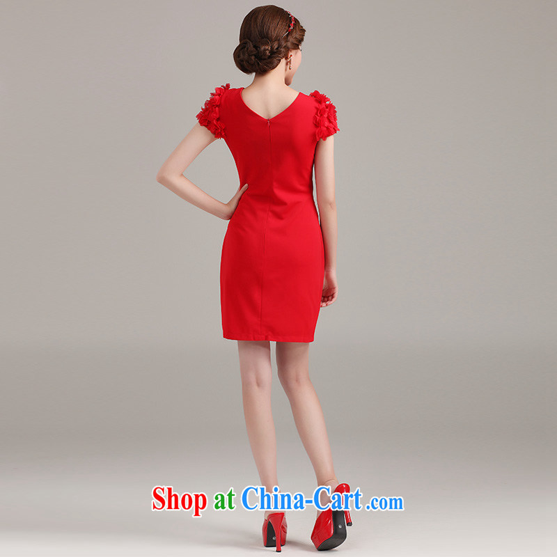 Ting Beverly wedding dresses bridesmaid dress 2015 new spring and summer red evening dress lace short marriages served toast red XXL Ting, Beverly (tingbeier), online shopping