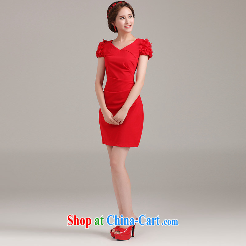 Ting Beverly wedding dresses bridesmaid dress 2015 new spring and summer red evening dress lace short marriages served toast red XXL Ting, Beverly (tingbeier), online shopping