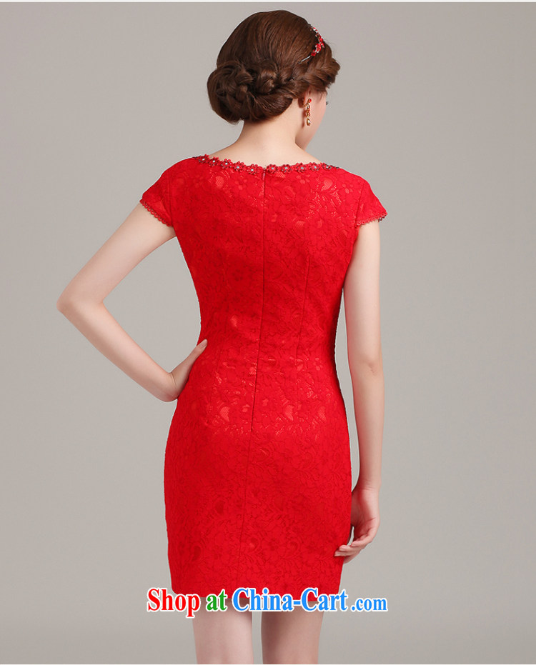 Ting Beverly 2015 new spring and summer wedding red lace dresses bridal short bows dress stylish and improved short-sleeved V collar package shoulder red XXL pictures, price, brand platters! Elections are good character, the national distribution, so why buy now enjoy more preferential! Health
