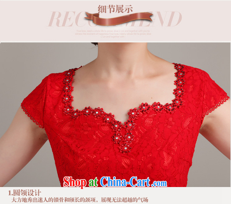 Ting Beverly 2015 new spring and summer wedding red lace dresses bridal short bows dress stylish and improved short-sleeved V collar package shoulder red XXL pictures, price, brand platters! Elections are good character, the national distribution, so why buy now enjoy more preferential! Health