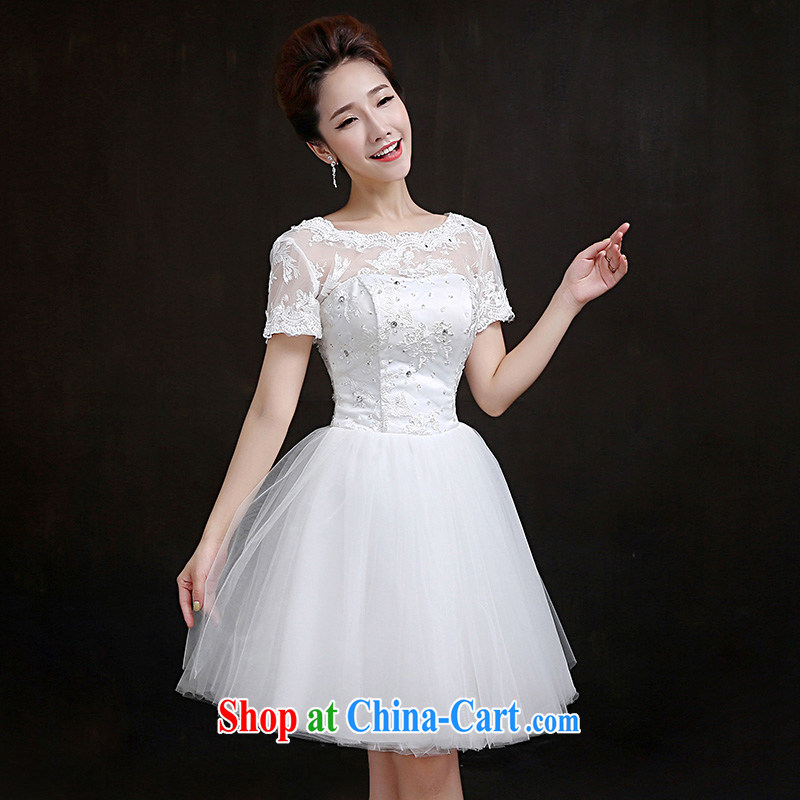 According to Lin Sha Korean bridesmaid serving small white dress shoulders short wedding dresses women 2015 New Evening Dress shaggy dress S, according to Lin, Elizabeth, and shopping on the Internet