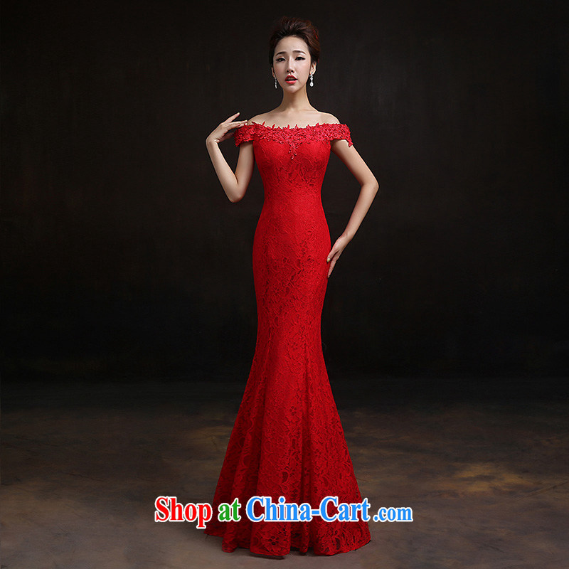 According to Lin Sa 2015 New red one shoulder at Merlion dress bride wedding toast clothing lace beauty bridal replacing L, according to Lin, Elizabeth, and shopping on the Internet