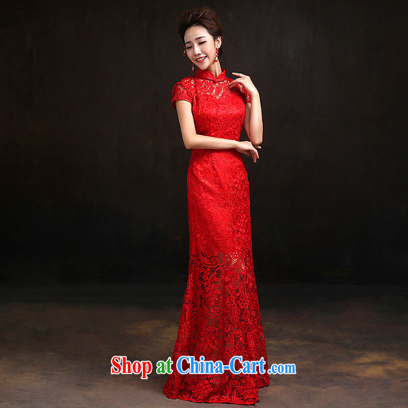 According to Lin Sha red lace bridal cheongsam dress stylish improved crowsfoot toast service wedding dress 2015 new tailored Advisory Service, according to Lin, Elizabeth, and shopping on the Internet