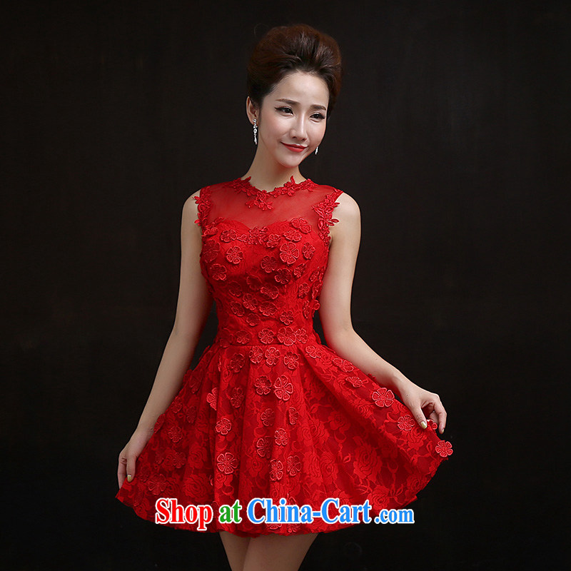 According to Lin Sa 2015 new marriages served toast red manual petals embroidered bridal fitted evening dress short skirt M, according to Lin, Elizabeth, and shopping on the Internet