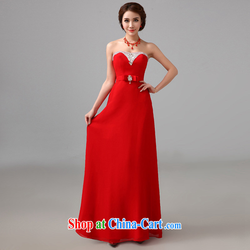 2015 new stylish erase chest lace beauty dress bridal wedding dress red tie bows serving long, tailored consulting service