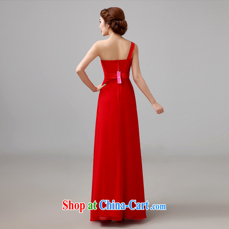Bridal red bows service 2015 new long evening dress stylish marriage single shoulder bridal wedding toast service tailored Advisory Service, according to Lin, Elizabeth, and shopping on the Internet