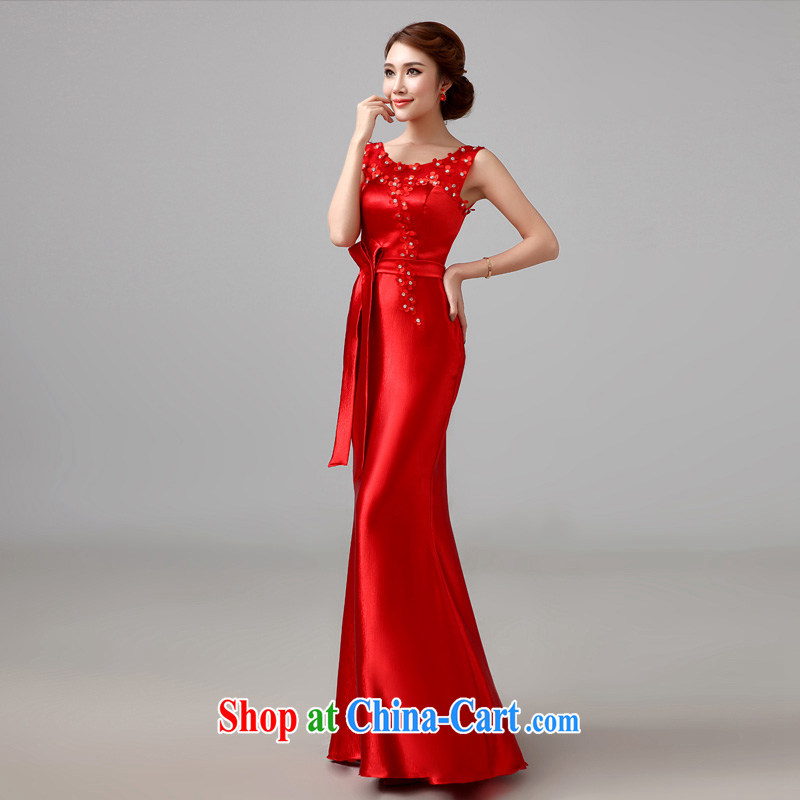 2015 new autumn wedding dresses bows Service Bridal Fashion wedding red evening dress long wedding bridesmaid L, according to Lin, Elizabeth, and shopping on the Internet