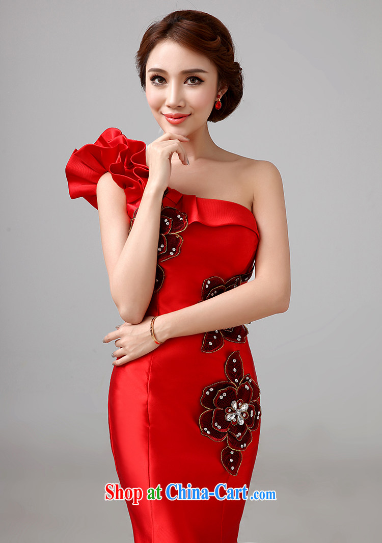 2015 new bridal Red Beauty serving toast, long evening dress stylish wedding wedding the shoulder wedding dress tailored Advisory Service pictures, price, brand platters! Elections are good character, the national distribution, so why buy now enjoy more preferential! Health