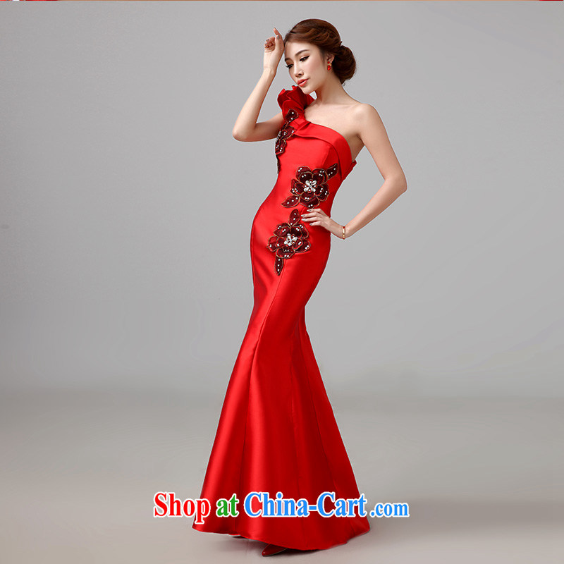 2015 new bridal Red Beauty toast serving long evening dress stylish wedding wedding the shoulder wedding dress tailored Advisory Service, according to Lin, Elizabeth, and shopping on the Internet