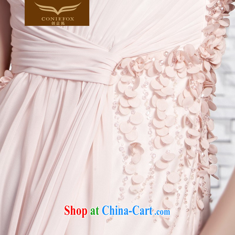 Creative Fox Evening Dress pink double-shoulder-length, bridal dresses and stylish only American Floral dress long skirt sexy tail dress wedding toast served 81,500 pictures color XXL, creative Fox (coniefox), online shopping