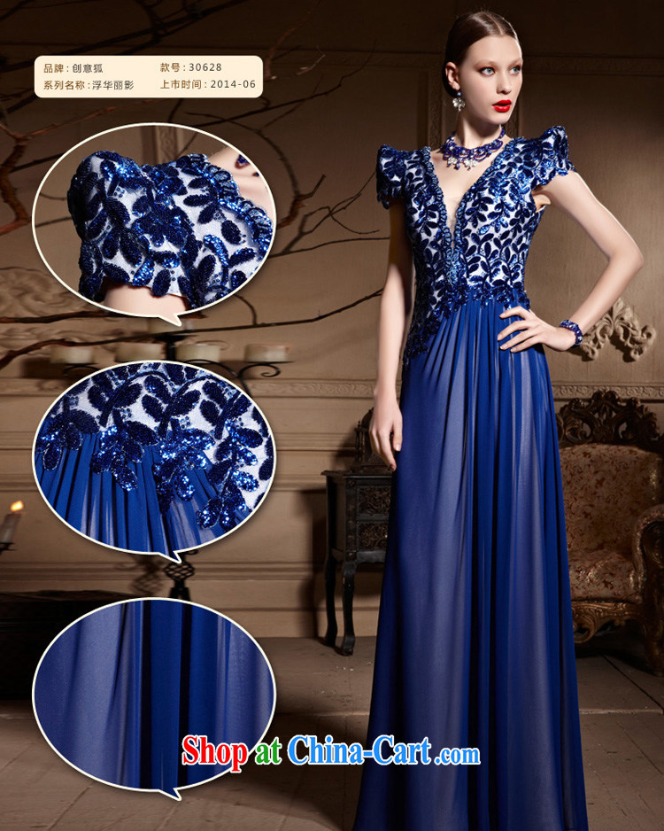 Creative Fox Evening Dress blue ceremonial dress 2015 new V collar long dress banquet toast dress annual dress presided over 30,628 blue XXL pictures, price, brand platters! Elections are good character, the national distribution, so why buy now enjoy more preferential! Health
