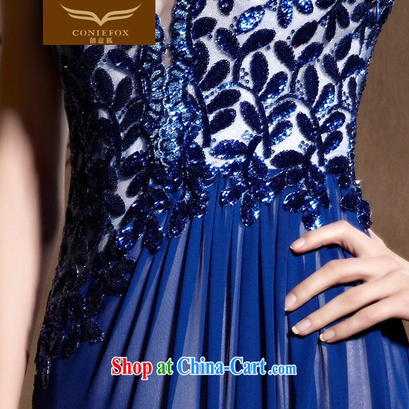 Creative Fox Evening Dress blue ceremonial dress 2015 new V collar long dress banquet toast dress the annual dress 30,628 blue XXL, creative Fox (coniefox), online shopping