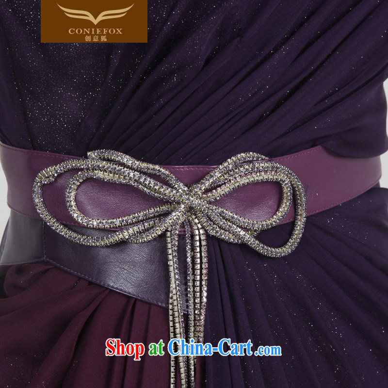 Creative Fox Evening Dress purple elegant banquet video thin dress, shoulder-length, fall dresses the annual concert dress uniform dress 81,813 picture color XXL, creative Fox (coniefox), online shopping