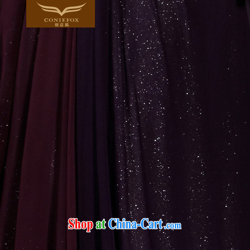 Creative Fox Evening Dress purple elegant banquet video thin dress, shoulder-length, fall dresses the annual concert dress uniform dress 81,813 picture color XXL, creative Fox (coniefox), online shopping