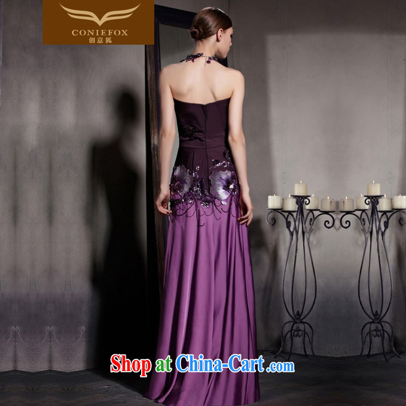 Creative Fox Evening Dress 2015 new purple flowers dress sense of Mary Magdalene chest dress classy chair bows dresses evening dress 81,831 picture color XXL, creative Fox (coniefox), online shopping