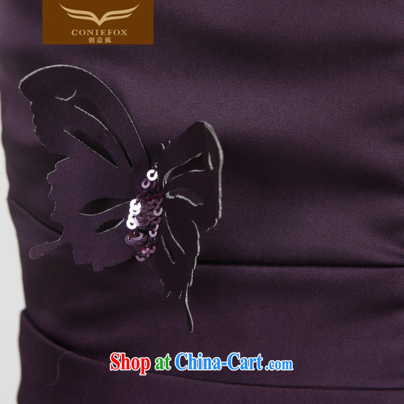 Creative Fox Evening Dress 2015 new purple flowers dress sense of Mary Magdalene chest dress classy chair bows dresses evening dress 81,831 picture color XXL, creative Fox (coniefox), online shopping