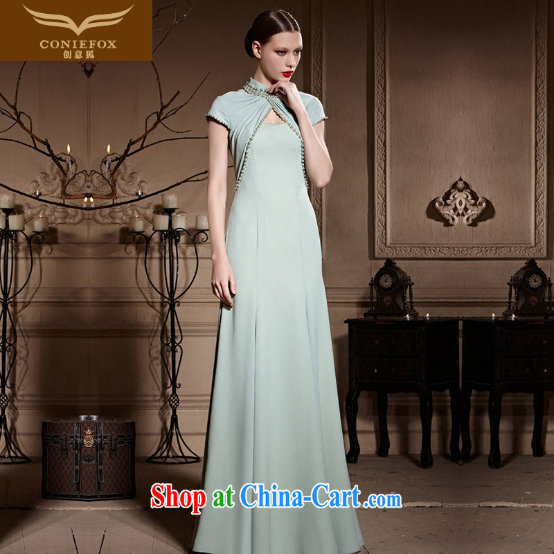 Creative Fox Tuxedo package shoulder banquet evening dresses the annual dress long skirt long slim body with dress graphics thin wedding toast serving 81,989 green XXL