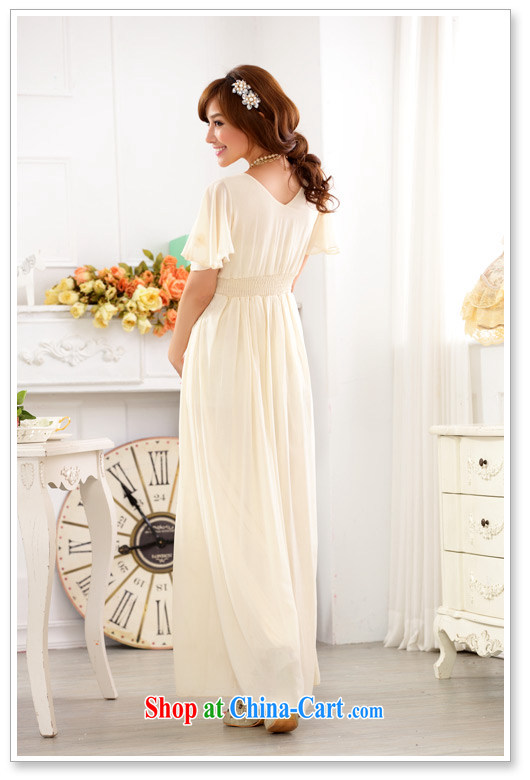 An Philippines and the United States and Europe snow high woven fly V cuff collar high waist manually staple light Pearl sweet long, thick mm bridesmaid sister skirt dress champagne color XXXL pictures, price, brand platters! Elections are good character, the national distribution, so why buy now enjoy more preferential! Health