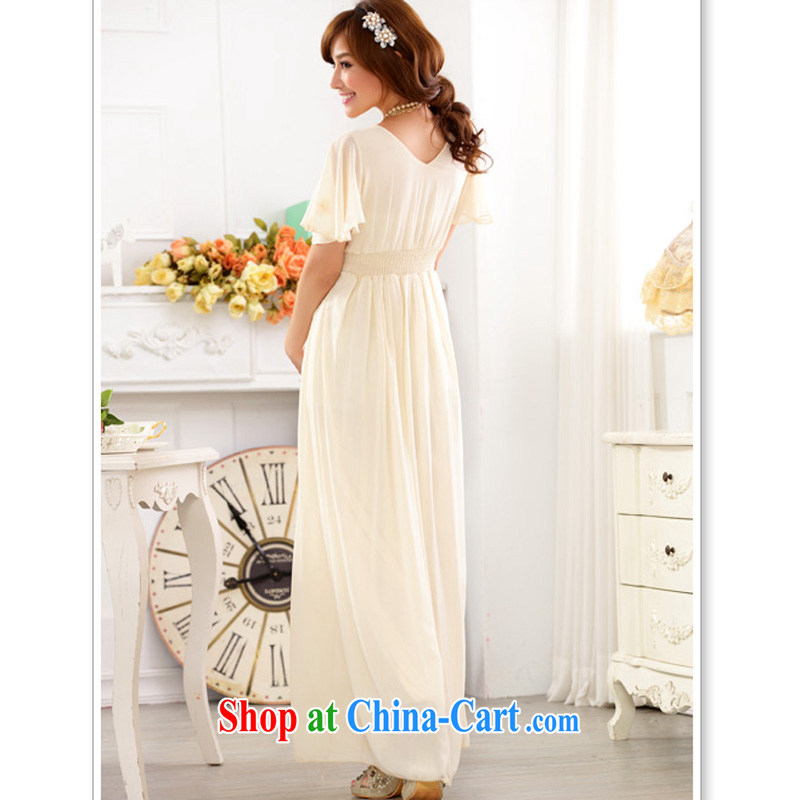 An Philippines and the United States and Europe snow high woven fly V cuff collar high waist manually staple on Pearl sweet long, thick mm bridesmaid sister skirt dress champagne color XXXL, facilitating Philippines and the United States, shopping on the