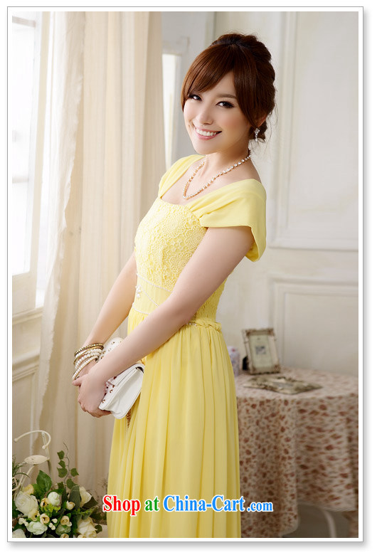 The package mail, Japan, and South Korea high-waist sweet shoulders with lace nails Pearl party for Snow in woven long dress code the dress bridesmaid sister mission Small dress yellow XXXL pictures, price, brand platters! Elections are good character, the national distribution, so why buy now enjoy more preferential! Health