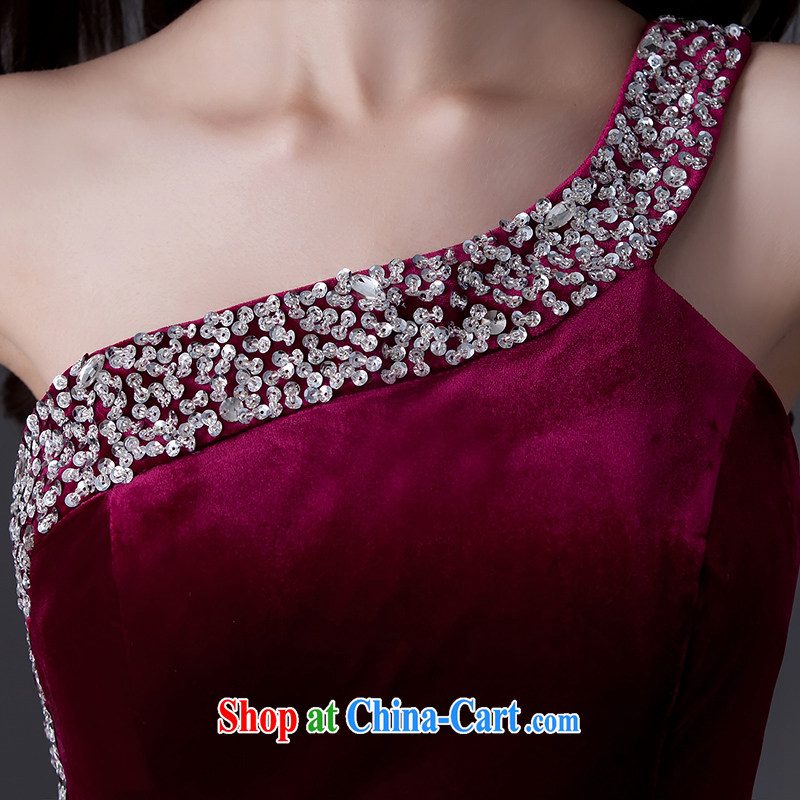 wedding dresses 2015 spring single shoulder dress in Europe and stylish Wine red moderator evening dresses at bridal toast serving female long marriage ceremony red advanced customization 15 day shipping, Nicole Richie (Nicole Richie), online shopping