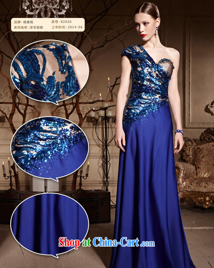 Creative Fox evening dress, shoulder-length, cultivating bows dress classy Blue Chip banquet dress the red carpet dress long skirt 82,026 blue XXL pictures, price, brand platters! Elections are good character, the national distribution, so why buy now enjoy more preferential! Health